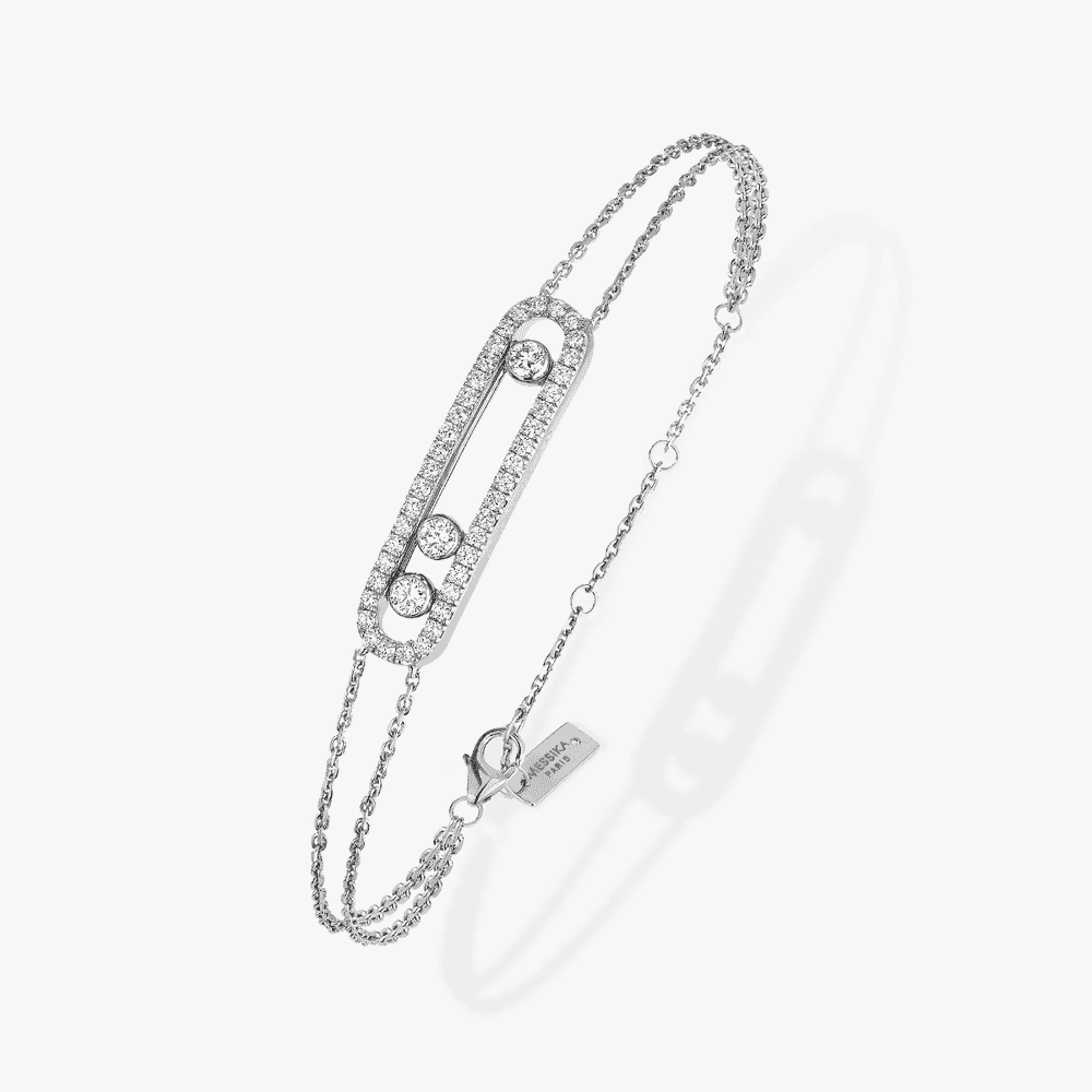 Round bangle 4 diamond in white gold